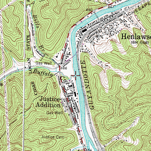 Topographic Map of Buffalo Creek, WV
