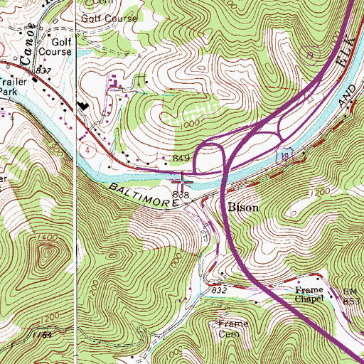 Topographic Map of Buffalo Creek, WV