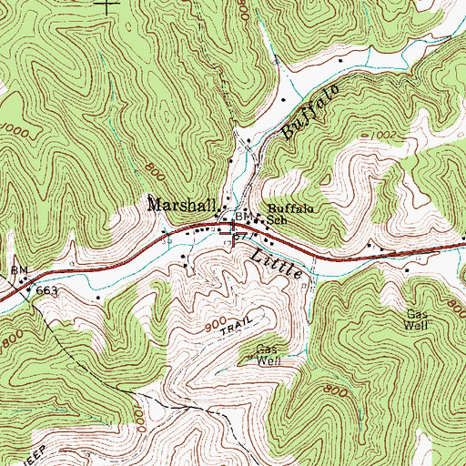 Topographic Map of Buffalo Creek, WV