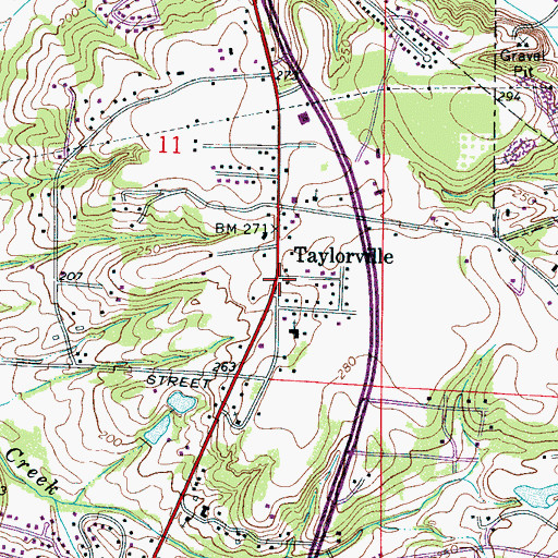Topographic Map of Taylorville, AL
