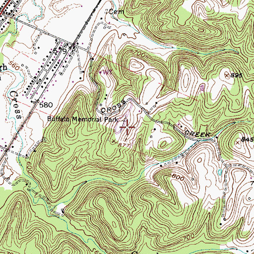 Topographic Map of Buffalo Memorial Park, WV