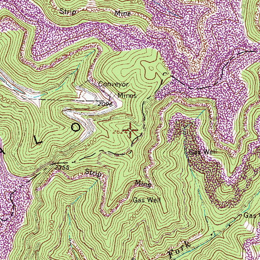 Topographic Map of Buffalo Mountain, WV