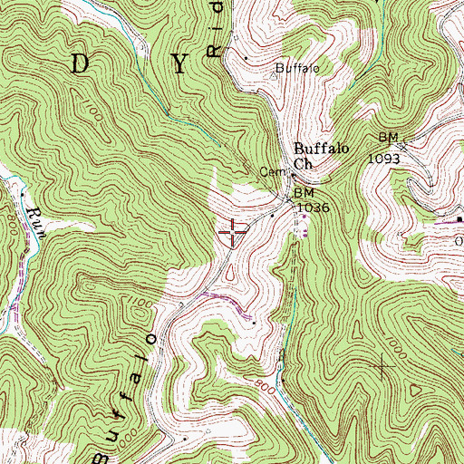 Topographic Map of Buffalo Ridge, WV