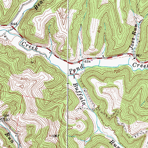Topographic Map of Buffalo Run, WV