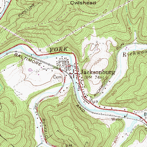 Topographic Map of Buffalo Run, WV