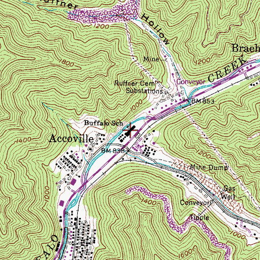 Topographic Map of Buffalo Elementary School, WV