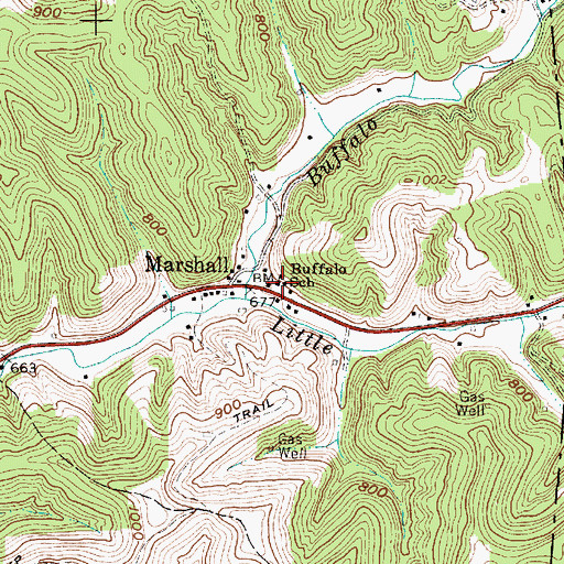 Topographic Map of Buffalo School (historical), WV