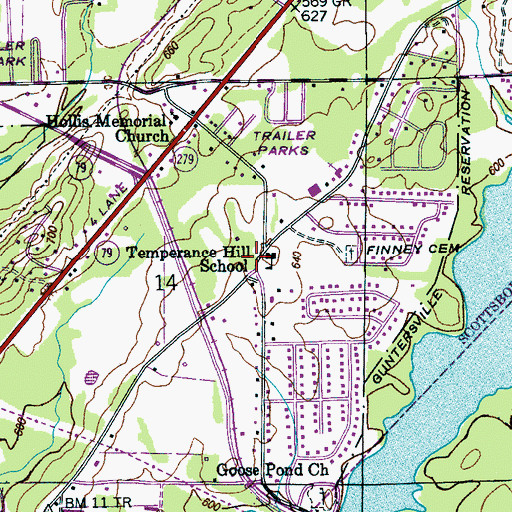Topographic Map of Temperance Hill School (historical), AL
