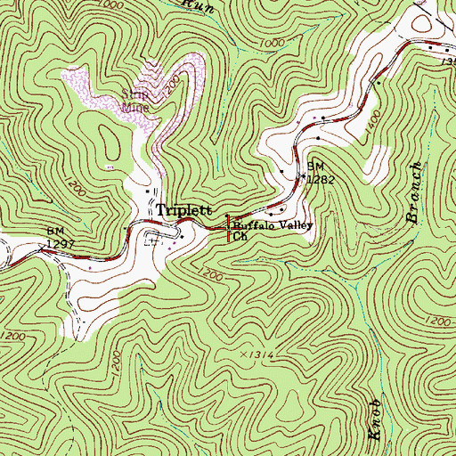 Topographic Map of Buffalo Valley Baptist Church, WV