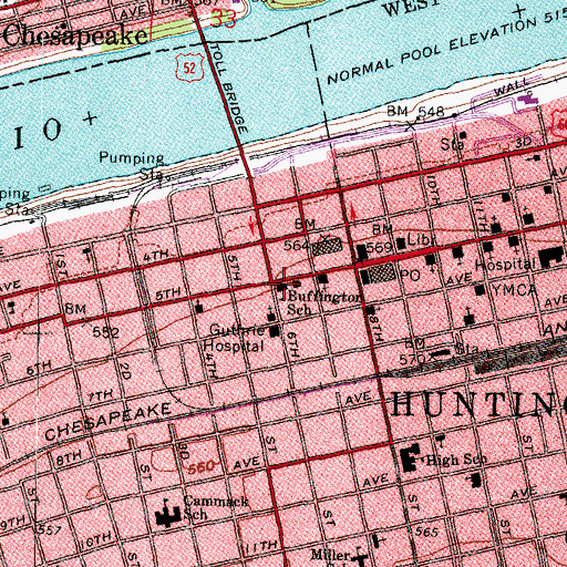 Topographic Map of Buffington School (historical), WV
