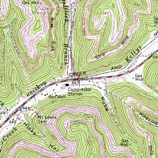 Topographic Map of Bufflick Branch, WV