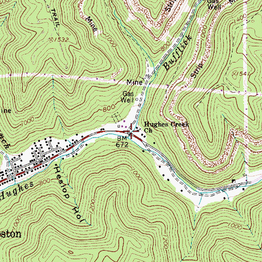 Topographic Map of Bufflick Fork, WV