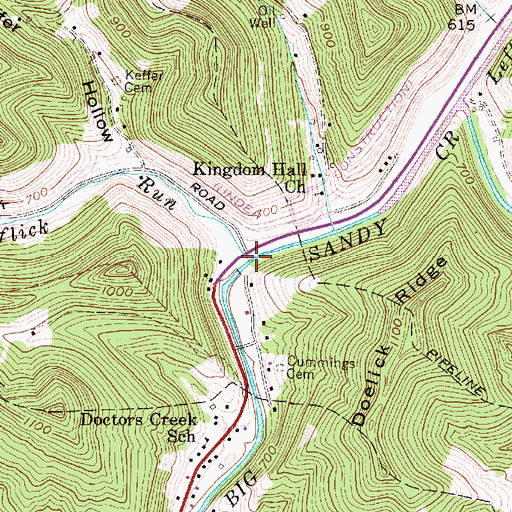 Topographic Map of Bufflick Run, WV