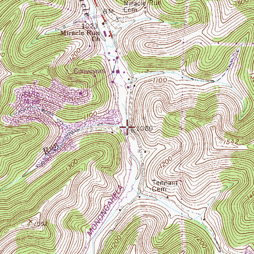 Topographic Map of Building Run, WV