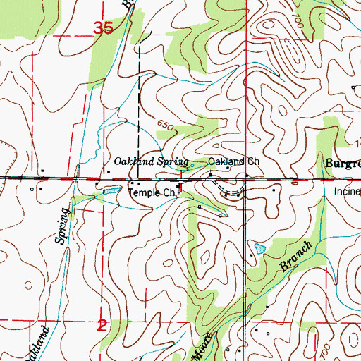 Topographic Map of Temple Baptist Church, AL