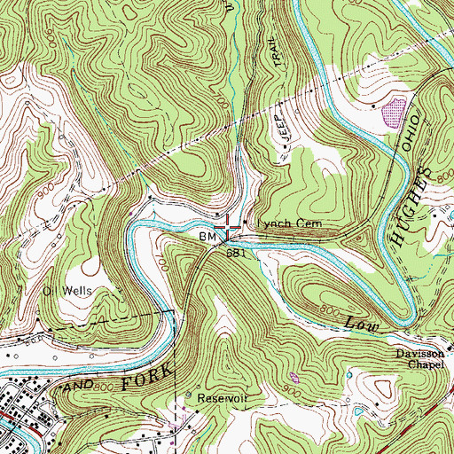 Topographic Map of Buky Run, WV