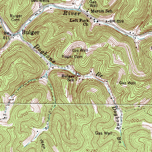 Topographic Map of Bulger School (historical), WV