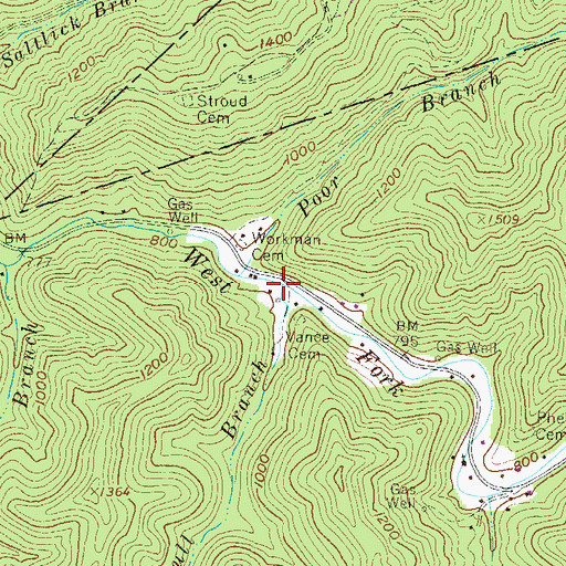 Topographic Map of Bull Branch, WV
