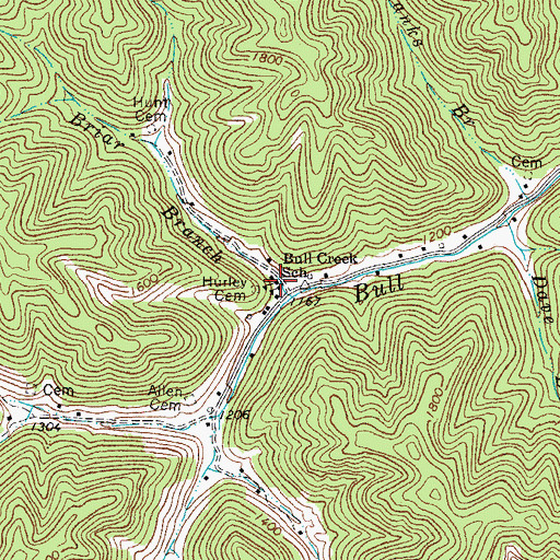 Topographic Map of Bull Creek School (historical), WV