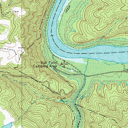 Topographic Map of Bull Falls Camping Area, WV