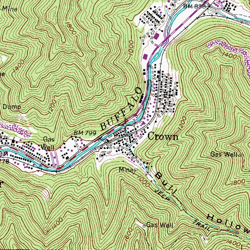 Topographic Map of Bull Hollow, WV