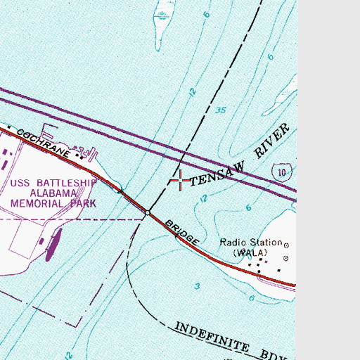 Topographic Map of Tensaw River, AL