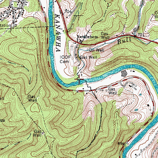Topographic Map of Bull River, WV