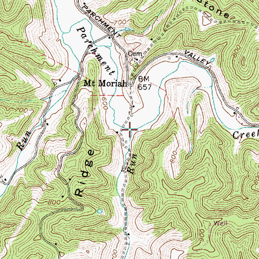 Topographic Map of Bull Run, WV