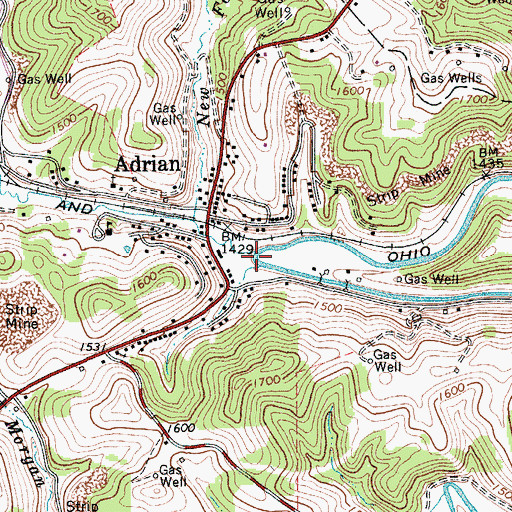 Topographic Map of Bull Run, WV