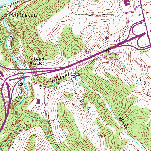 Topographic Map of Bull Run, WV