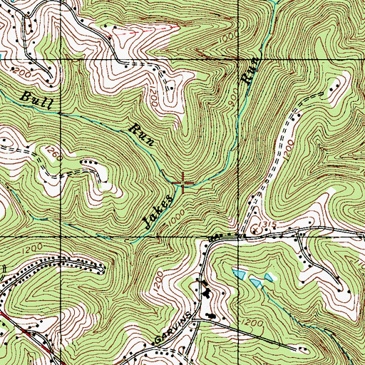 Topographic Map of Bull Run, WV