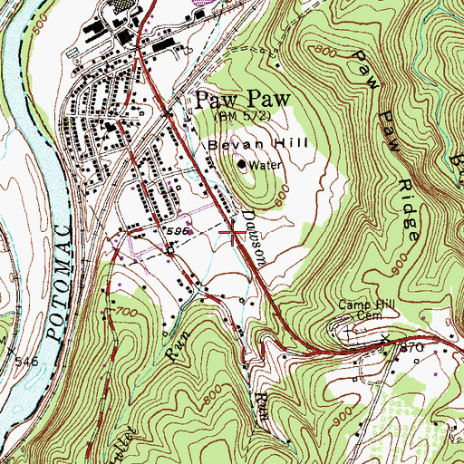 Topographic Map of Bullet Run, WV