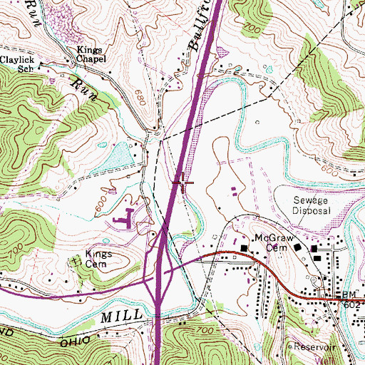 Topographic Map of Bullfrog Run, WV