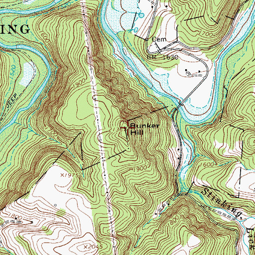 Topographic Map of Bunker Hill, WV