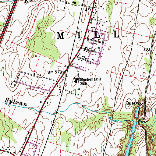 Topographic Map of Bunker Hill Elementary School, WV
