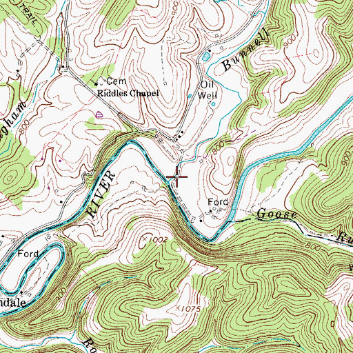 Topographic Map of Bunnell Run, WV