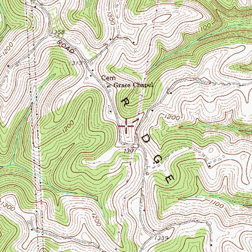 Topographic Map of Burch Ridge, WV