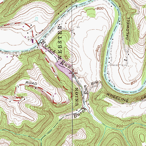 Topographic Map of Burch Run, WV