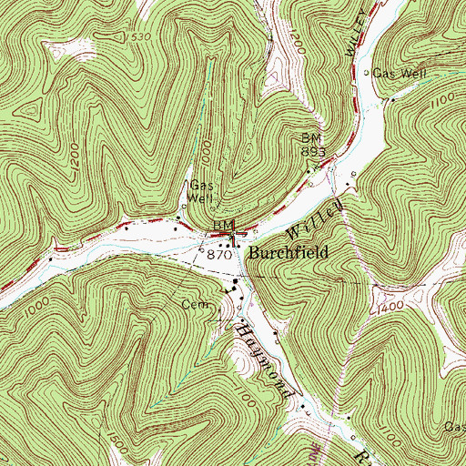 Topographic Map of Burchfield, WV