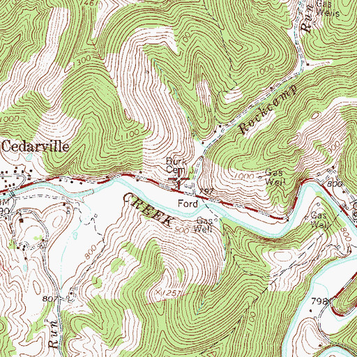 Topographic Map of Burk Cemetery, WV