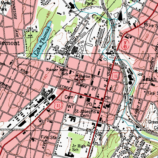 Topographic Map of Burke Street Elementary School, WV