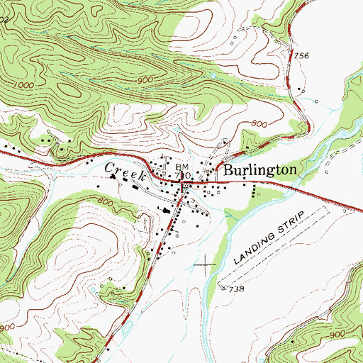 Topographic Map of Burlington, WV