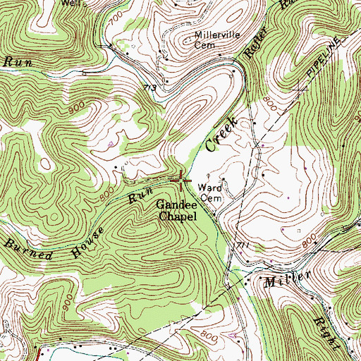 Topographic Map of Burned House Run, WV