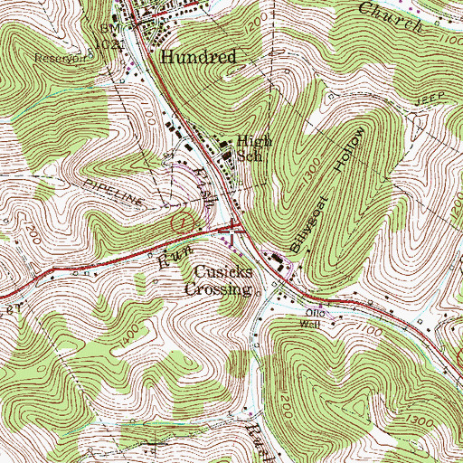 Topographic Map of Burner Run, WV