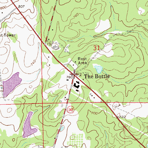 Topographic Map of The Bottle, AL