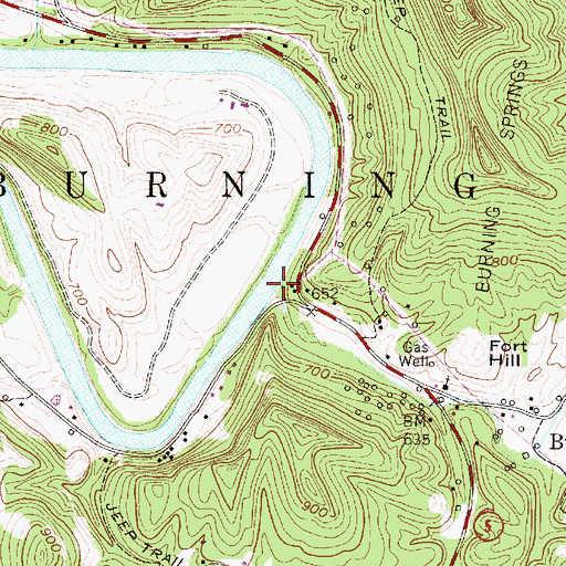 Topographic Map of Burning Springs Run, WV