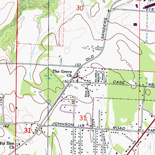 Topographic Map of The Grove Church, AL