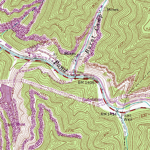 Topographic Map of Burnt Camp Branch, WV