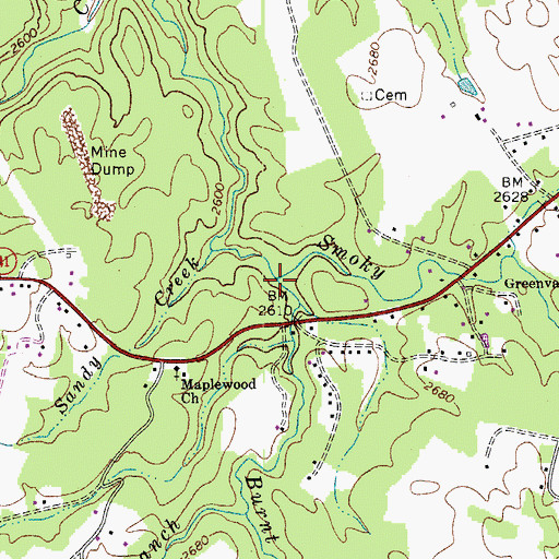 Topographic Map of Burnt Creek, WV