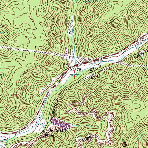 Topographic Map of Burnt Fork, WV
